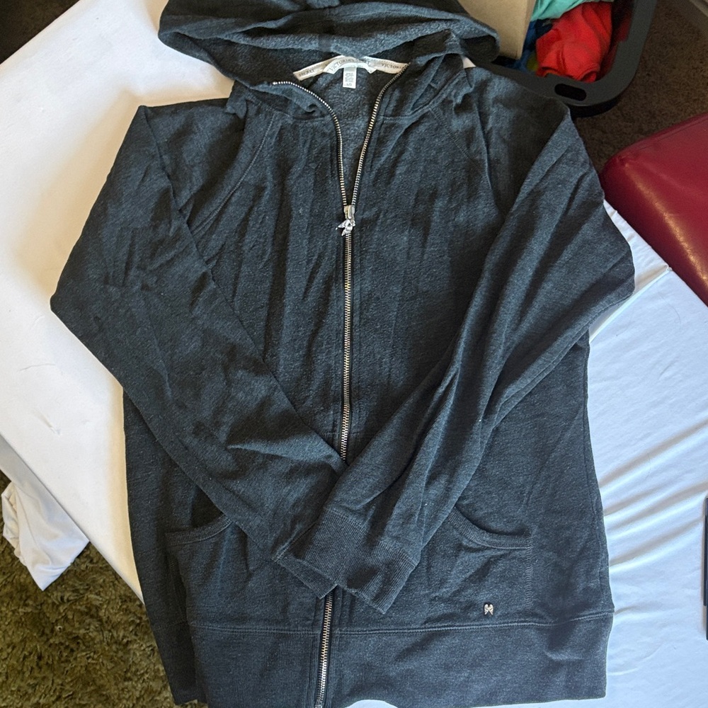 Victoria's Secret women’s large Charcoal Zip-Up Sweater